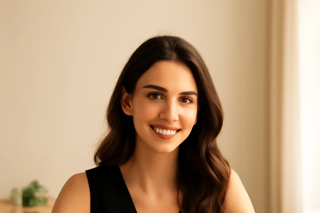 Femme souriante prenant des notes pendant un cours de français, apprentissage linguistique